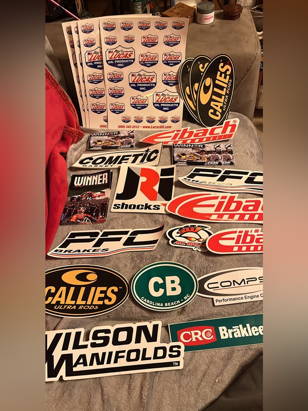 Nascar Sticker Lot with Red, Black, White, Green and Yellow Accents